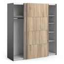 Verona Oak Finish Sliding Wardrobe by Lavishway | Wardrobe-33437