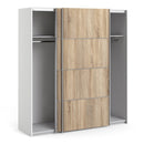 Verona Oak Finish Sliding Wardrobe by Lavishway | Wardrobe-33455