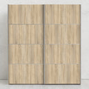 Verona Oak Finish Sliding Wardrobe by Lavishway | Wardrobe-33452