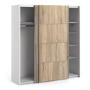 Verona Oak Finish Sliding Wardrobe by Lavishway | Wardrobe-33456