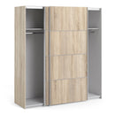 Verona Oak Finish Sliding Wardrobe by Lavishway | Wardrobe-33418