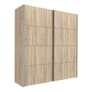 Verona Oak Finish Sliding Wardrobe by Lavishway | Wardrobe-33417