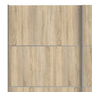 Verona Oak Finish Sliding Wardrobe by Lavishway | Wardrobe-33428
