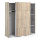 Verona Oak Finish Sliding Wardrobe by Lavishway | Wardrobe-33419