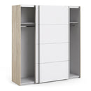 Verona Oak Finish Sliding Wardrobe by Lavishway | Wardrobe-33475