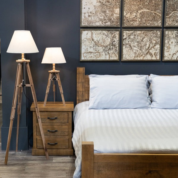 Large Wooden Brown Tripod Lamp by Lavishway | Floor Lamps-39740