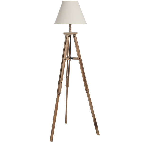 Large Wooden Brown Tripod Lamp by Lavishway | Floor Lamps-39741