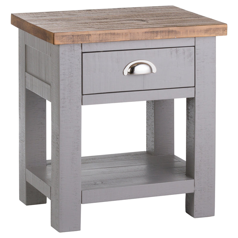Byland 1 Drawer 1 Shelf Side Table In Grey by Lavishway | Side Tables-40027