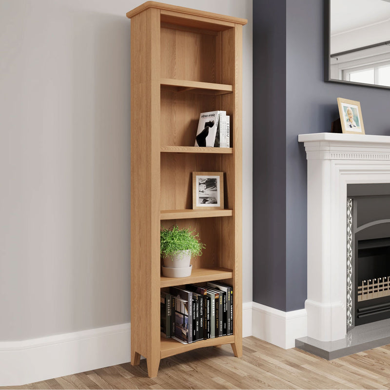 Guildford Solid Oak Large Narrow Bookcase by Lavishway | Book Shelves and Cabinets-32026
