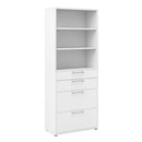Prima White 4 Drawers Bookcase With 3 Shelves by Lavishway | Book Shelves and Cabinets-29095
