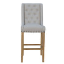 Button Back Fabric Natural Bar Stool by Lavishway | Bar Stools-31129