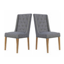 Button Back Fabric Grey Dining Chair Set of 2 by Lavishway | Dining Chairs-30979