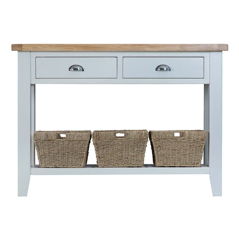 Tattershall Oak Top Grey Large Console Table by Lavishway | Hallway Console Table-33099