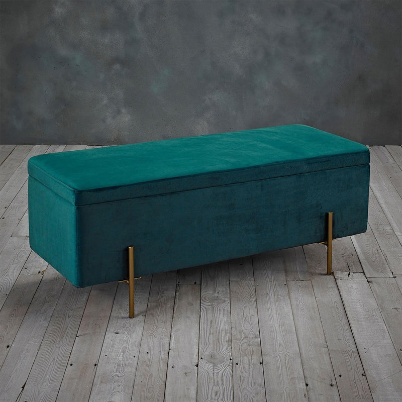 Lola Velvet Storage Ottoman Bench by Lavishway | Benches & Storage Benches-35676