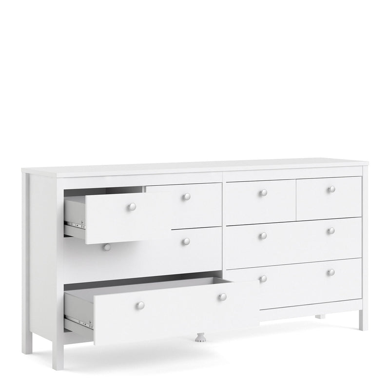 Madrid White Wooden 8 Drawers Double Dresser by Lavishway | Sideboards-29514