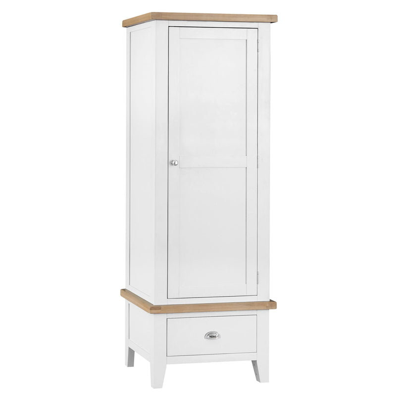 Tattershall Oak Top Single Wardrobe in White by Lavishway | Wardrobe-35979