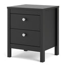 Madrid Matt Black 2 Drawers Bedside Table by Lavishway | Bedside Tables-29899