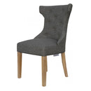 Winged Dark Grey Fabric Dining Chair Set of 2 by Lavishway | Dining Chairs-36181