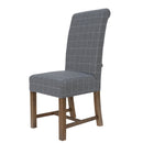 Upholstered Check Grey Dining Chair Set of 2 by Lavishway | Dining Chairs-36198