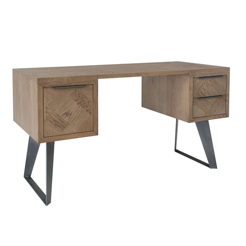Hamsterley Weave Parquet Finish Computer Desk by Lavishway | Oak Wood Desks-35859