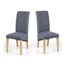 Kenna Dark Grey Linen Dining Chair Set of 2 by Lavishway | Dining Chairs-37754