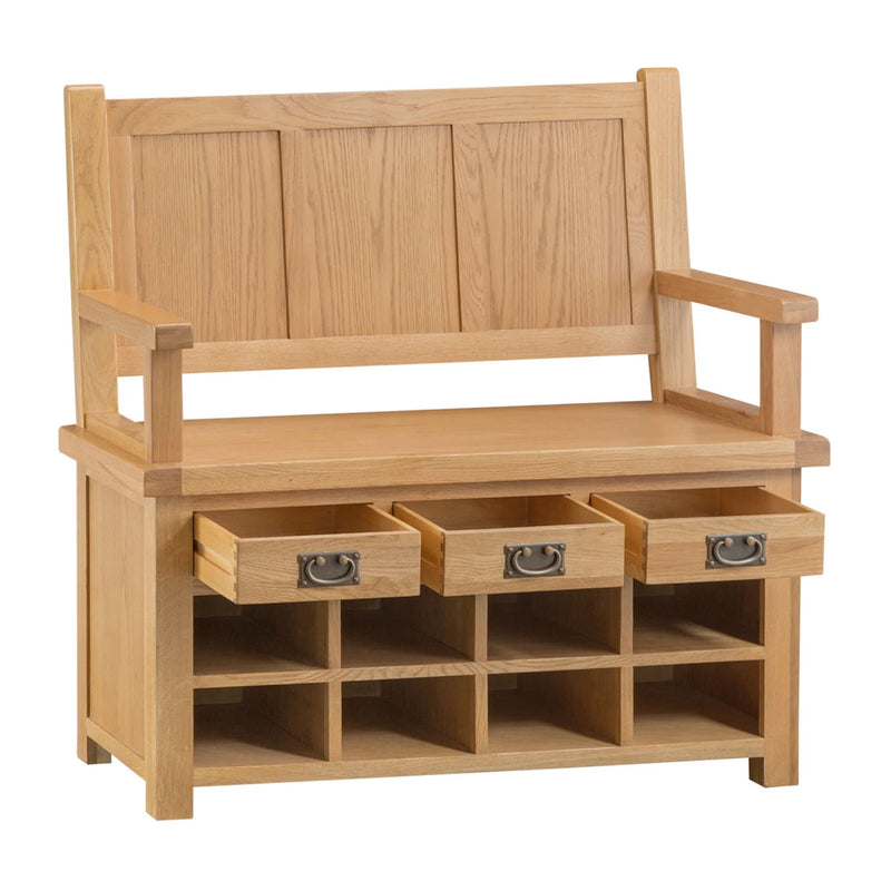 Chunky Oak 2 Cabinets Monks Bench by Lavishway | Benches & Storage Benches-32502