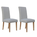 Tweed Fabric Studded Dining Chair Set of 2 by Lavishway | Dining Chairs-30973