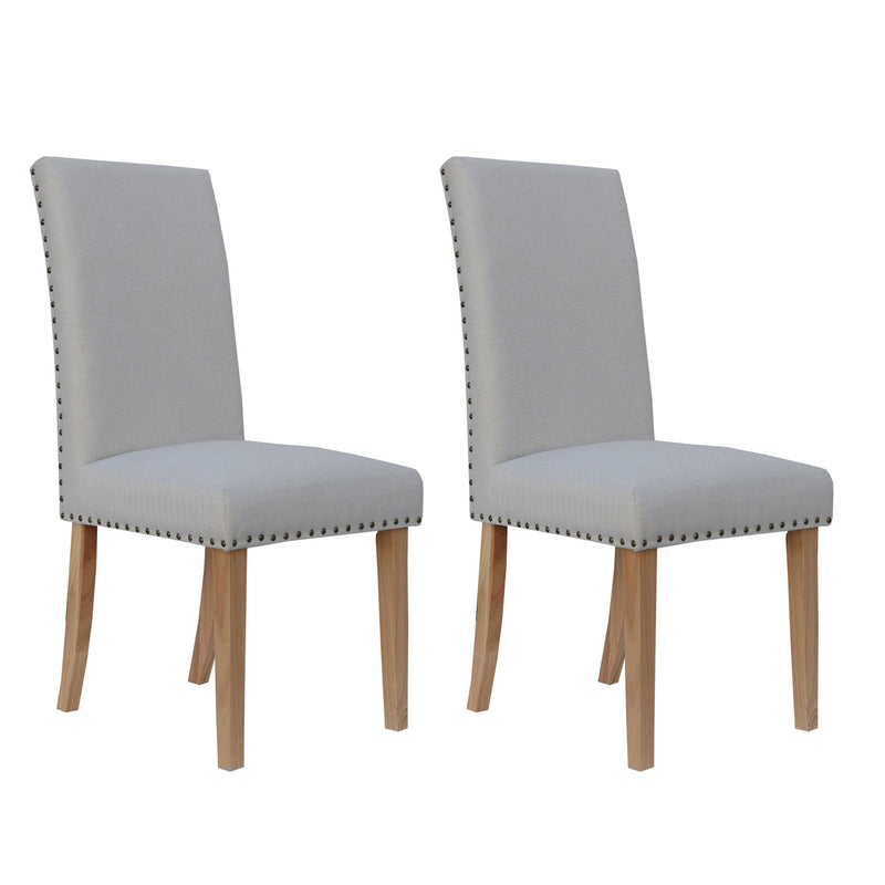 Tweed Fabric Studded Dining Chair Set of 2 by Lavishway | Dining Chairs-30973