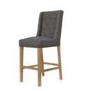 Fabric Light Grey Button Back Stool by Lavishway | Bar Stools-36188