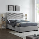 Chenille Grey Contemporary Upholstered Bed by Lavishway | Fabric Beds-38049