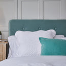 Pierre Contemporary Aqua Velvet Double Bed by Lavishway | Velvet Bed-37846