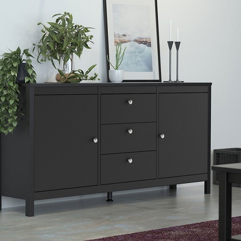 Madrid Black Wooden 2 Doors Large Sideboard by Lavishway | Sideboards-29920