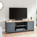 Two Tone 2 Door Large TV Stand in Slate Blue by Lavishway | TV Units Cabinets-43027