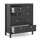 Madrid Matt Black 2 Over 3 Chest Of Drawers by Lavishway | Chest Of Drawers-29881