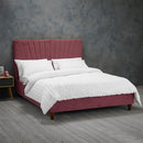 Lexie Wooden Effect Legs Velvet Double Bed by Lavishway | Velvet Bed-35634