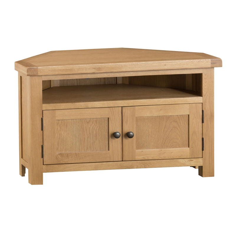 Chunky Solid Oak Corner TV Unit by Lavishway | TV Units Cabinets-37207