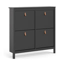 Barcelona Black 4 Tilting Doors Shoe Cabinet by Lavishway | Shoe Cabinets-30265