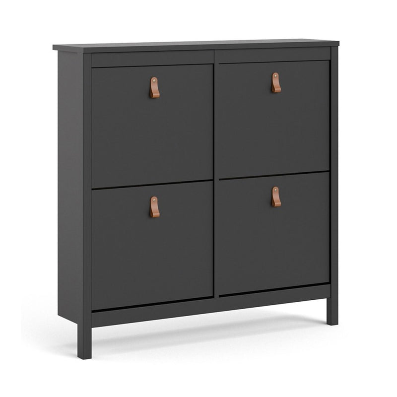 Barcelona Black 4 Tilting Doors Shoe Cabinet by Lavishway | Shoe Cabinets-30265
