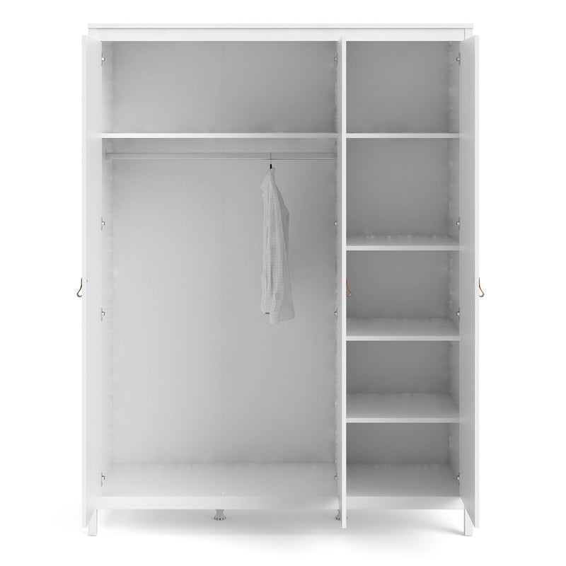 Barcelona White 3 Doors Wardrobe by Lavishway | Bedroom-29784