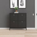 Madrid Matt Black 4 Compartment Shoe Cabinet by Lavishway | Shoe Cabinets-29912