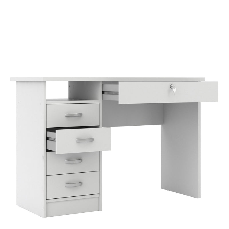 Function Plus White 5 Drawers Desk by Lavishway | Desk Pedestals-29579