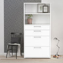 Prima White 4 Drawers Bookcase With 2 Shelves by Lavishway | Book Shelves and Cabinets-29120