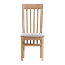Slat Back Oak Dining Chair With Fabric Seat by Lavishway | Dining Chairs-32739