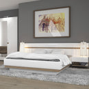 Chelsea White High Gloss Bed With Oak Trim by Lavishway | Wooden Beds-30209