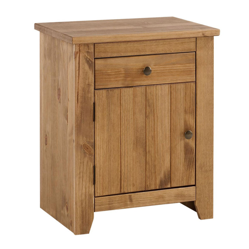 Havana Pine 1 Door 1 Drawer Bedside Cabinet by Lavishway | Bedside Tables-32690