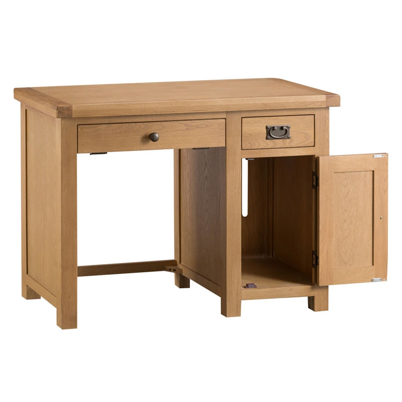 Chunky Oak Single Computer Desk by Lavishway | Oak Wood Desks-32527