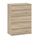 Nova Oak Finish 5 Drawers Chest by Lavishway | Chest Of Drawers-30119