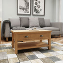 Oregon Rustic Oak Finish Large Coffee Table by Lavishway | Coffee Tables-31759