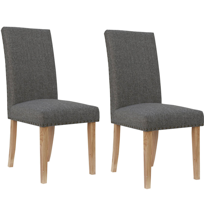 Tweed Fabric Studded Dining Chair Set of 2 by Lavishway | Dining Chairs-30983