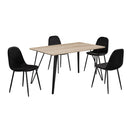 Genao Oak Finish Top 4 Chairs Dining Set by Lavishway | Dining Table Set-38108